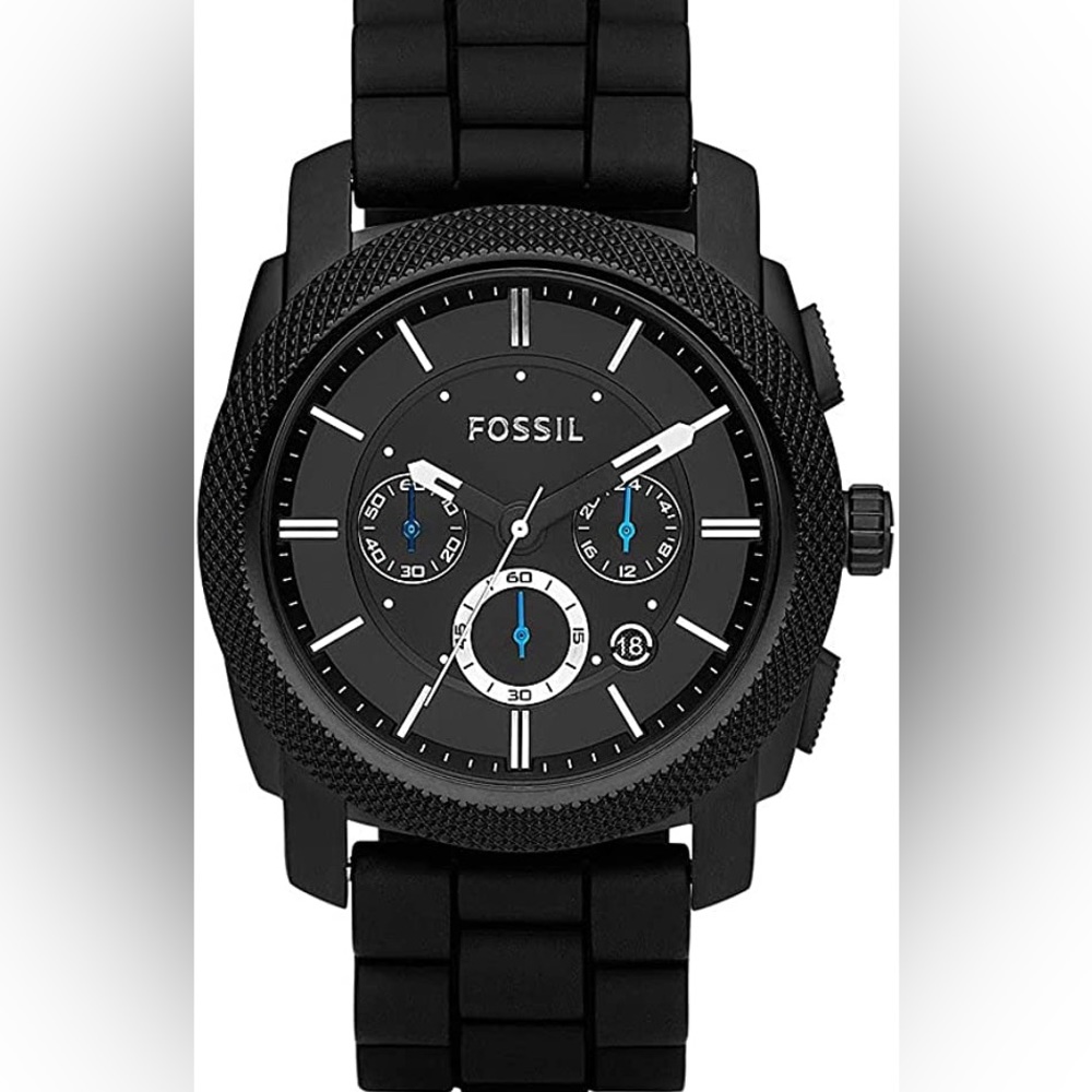 Fossil Machine Chronograph Black Silicone Watch